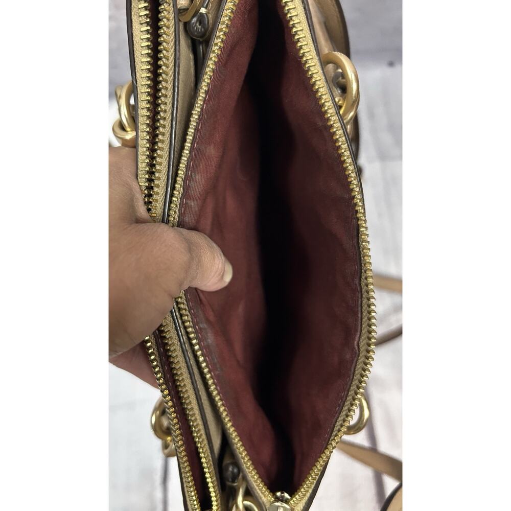 Coach Carryall Shoulder Bag Tan Light Brown Leather Crossbody Purse - Picture 6 of 10